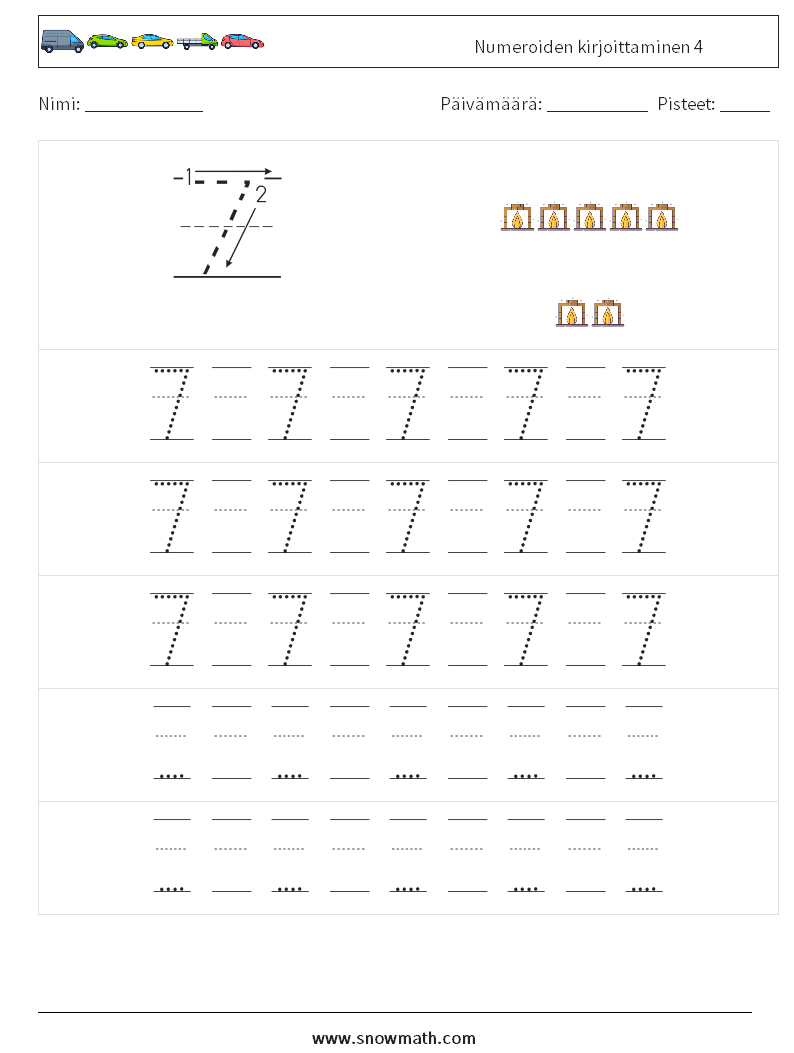 Numeroiden kirjoittaminen 4 Matematiikan laskentataulukot 23