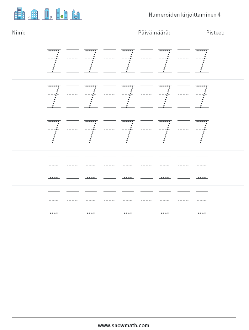 Numeroiden kirjoittaminen 4 Matematiikan laskentataulukot 24