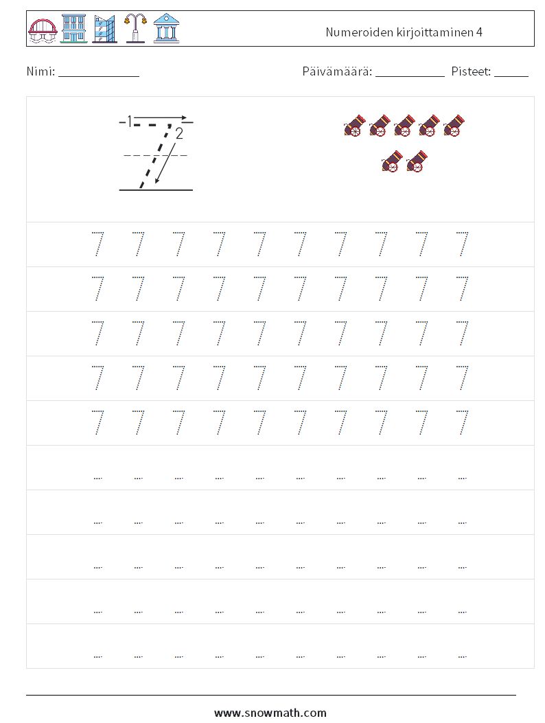 Numeroiden kirjoittaminen 4 Matematiikan laskentataulukot 3