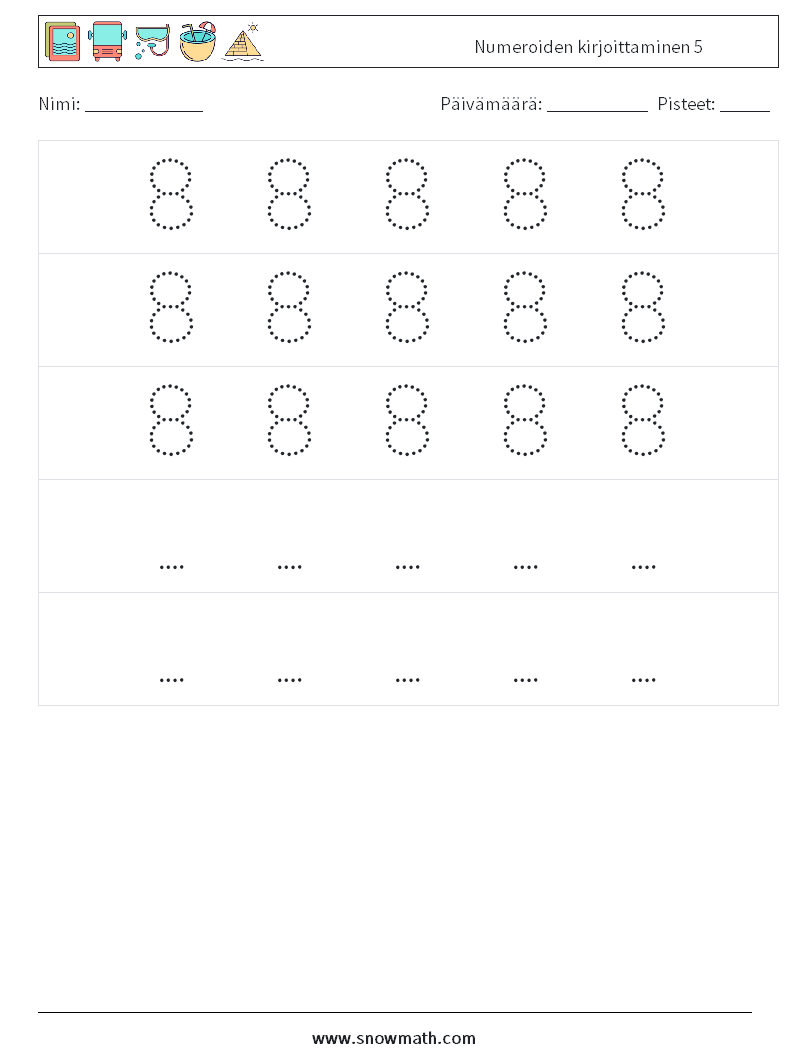 Numeroiden kirjoittaminen 5 Matematiikan laskentataulukot 12