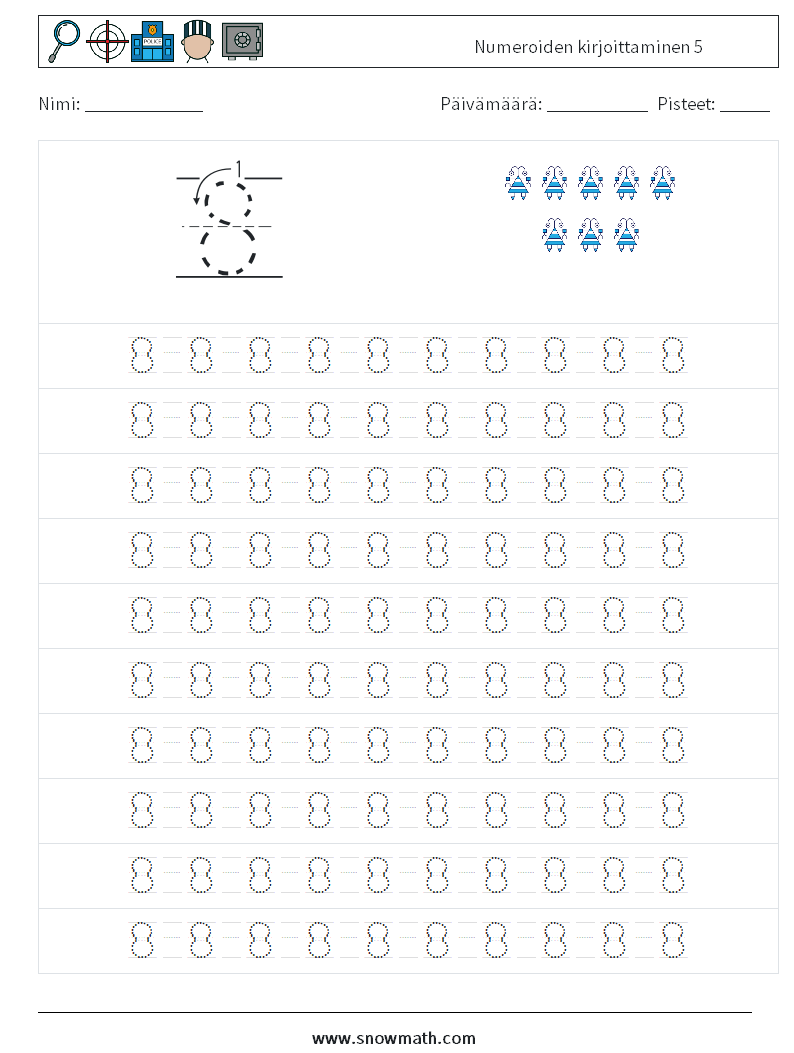 Numeroiden kirjoittaminen 5 Matematiikan laskentataulukot 13