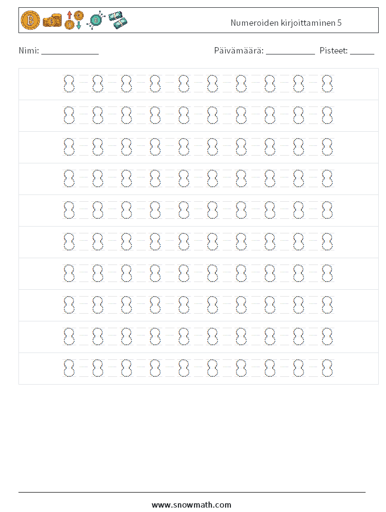 Numeroiden kirjoittaminen 5 Matematiikan laskentataulukot 14