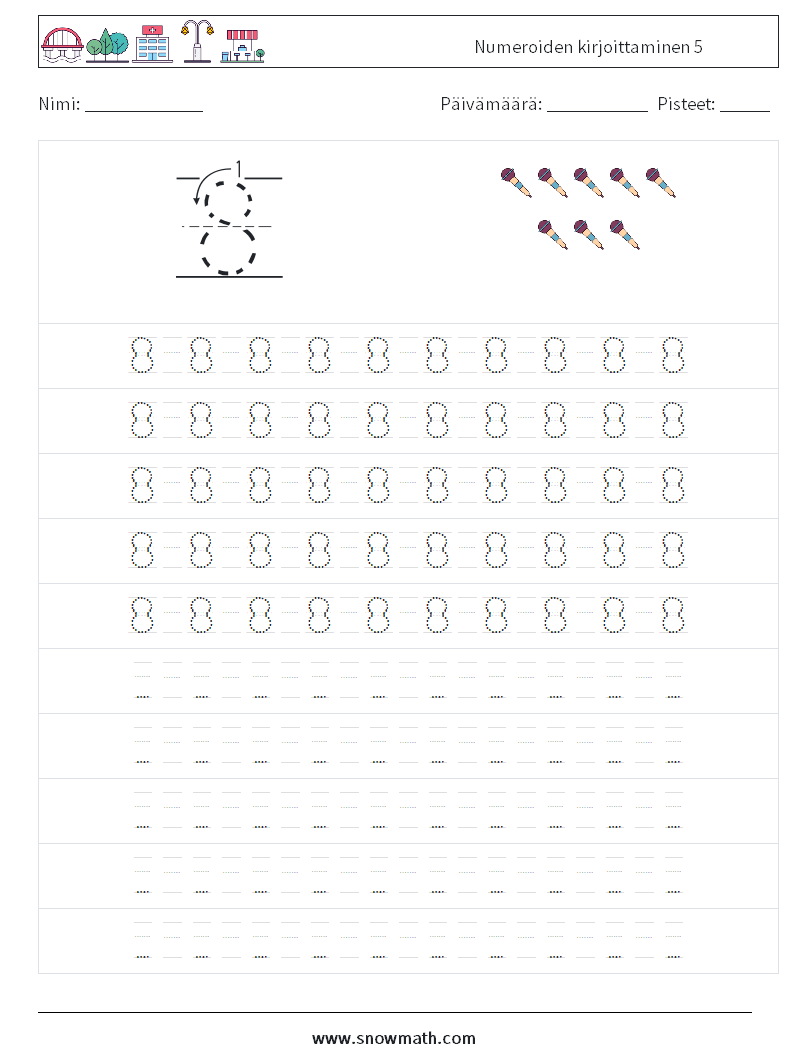 Numeroiden kirjoittaminen 5 Matematiikan laskentataulukot 15