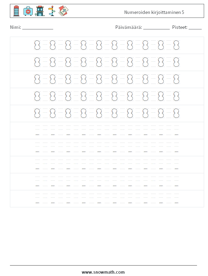 Numeroiden kirjoittaminen 5 Matematiikan laskentataulukot 16