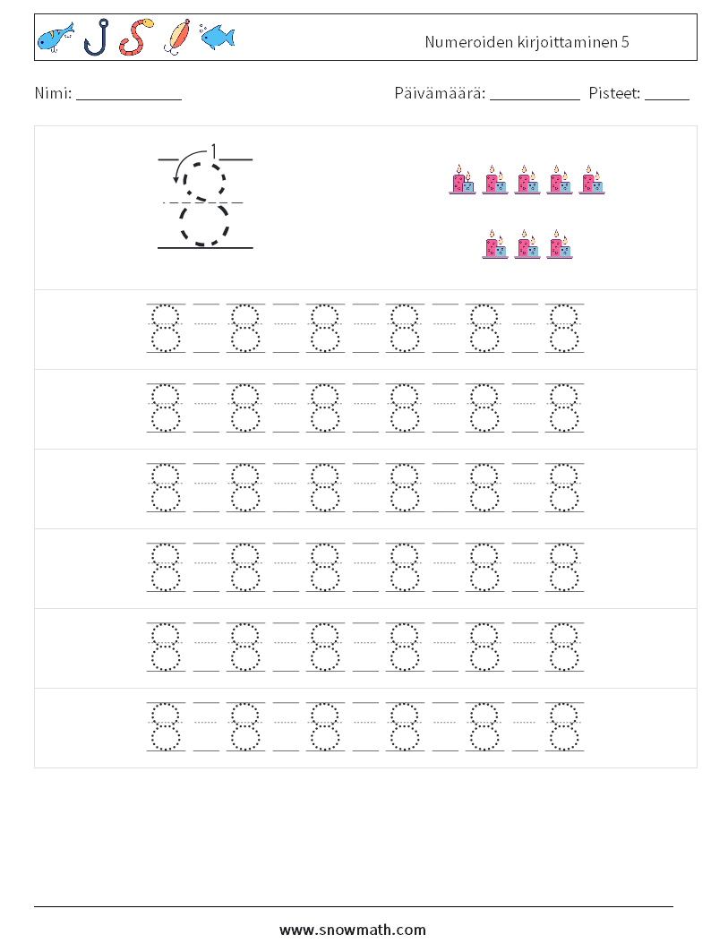 Numeroiden kirjoittaminen 5 Matematiikan laskentataulukot 17