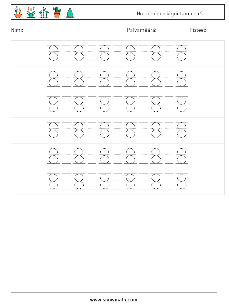 Numeroiden kirjoittaminen 5 Matematiikan laskentataulukot 18