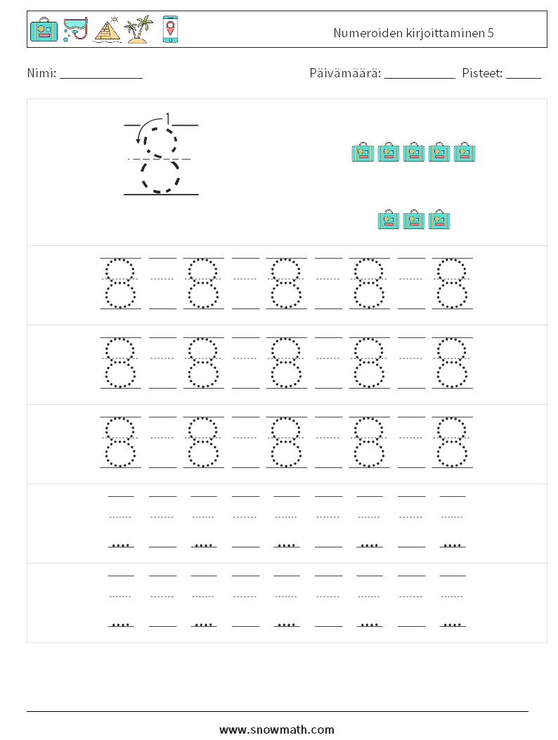 Numeroiden kirjoittaminen 5 Matematiikan laskentataulukot 23