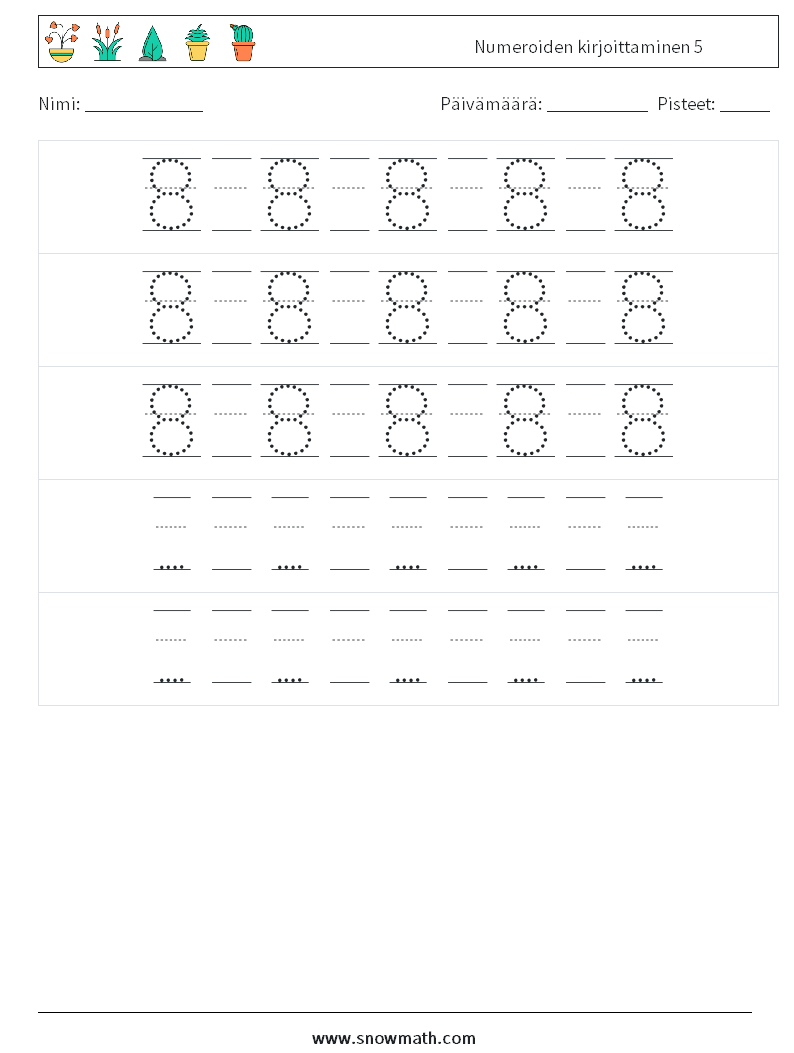 Numeroiden kirjoittaminen 5 Matematiikan laskentataulukot 24