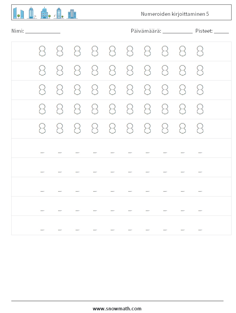 Numeroiden kirjoittaminen 5 Matematiikan laskentataulukot 4