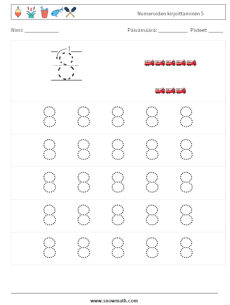 Numeroiden kirjoittaminen 5 Matematiikan laskentataulukot 9