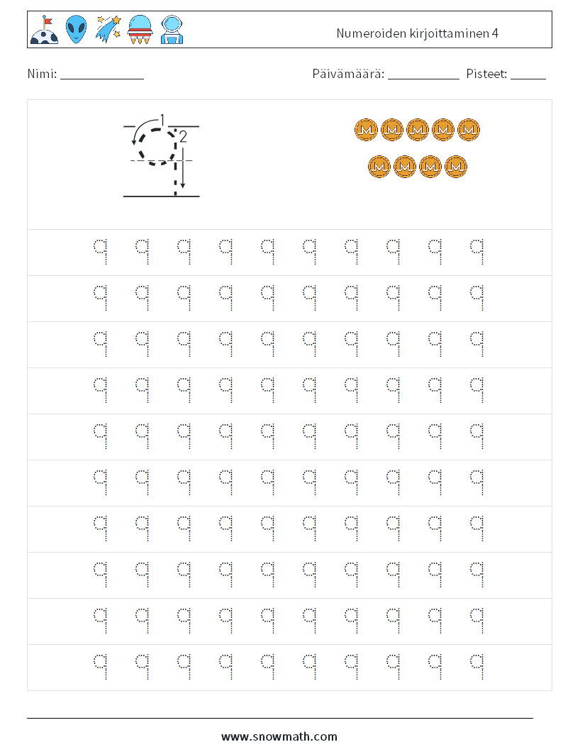 Numeroiden kirjoittaminen 4