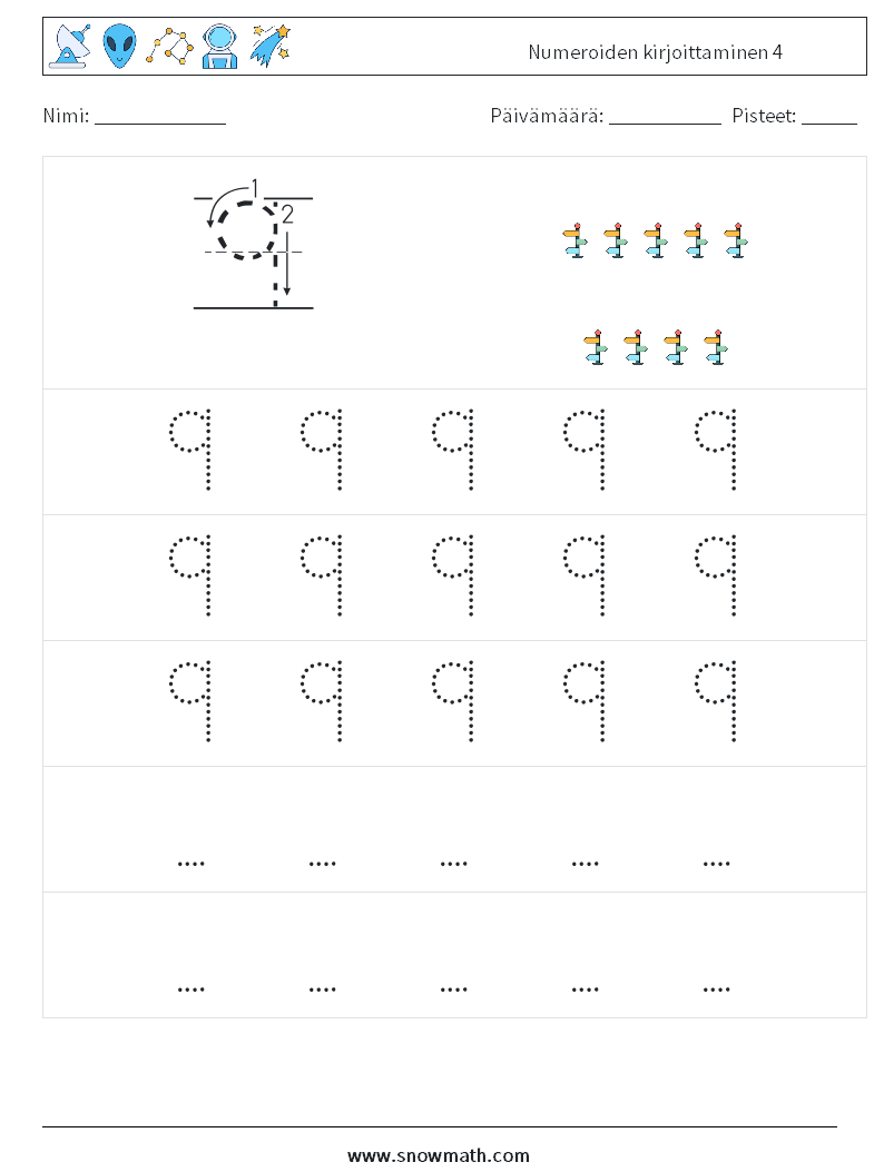 Numeroiden kirjoittaminen 4 Matematiikan laskentataulukot 11