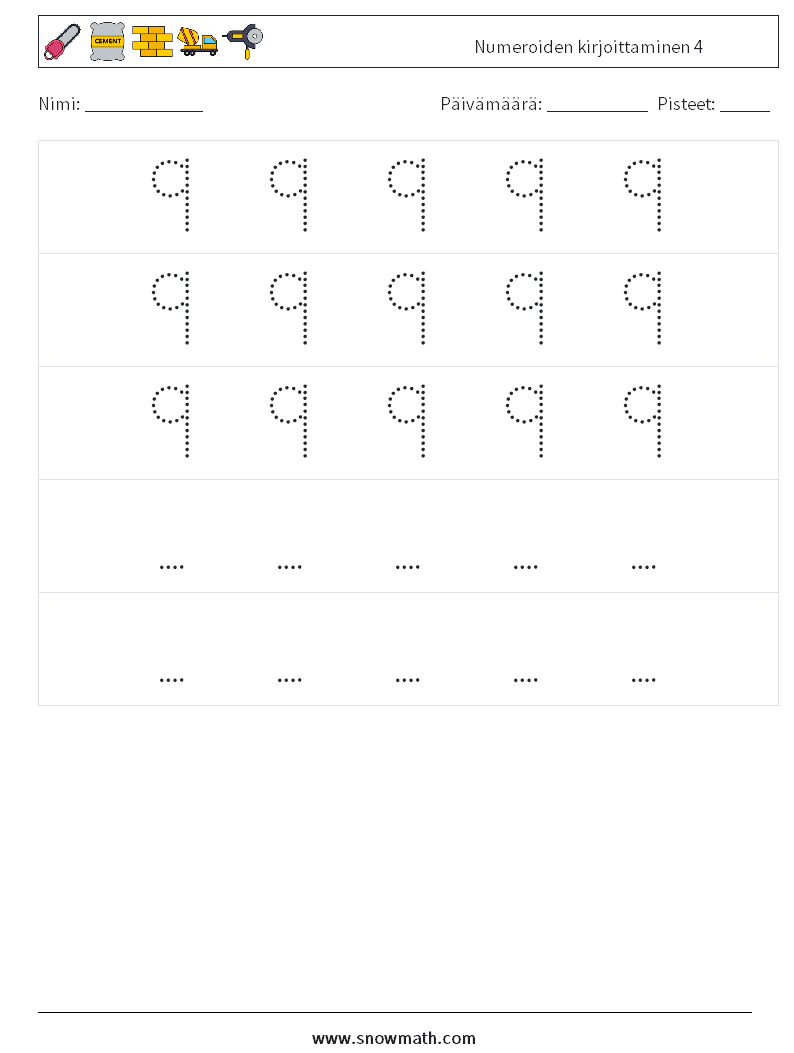 Numeroiden kirjoittaminen 4 Matematiikan laskentataulukot 12