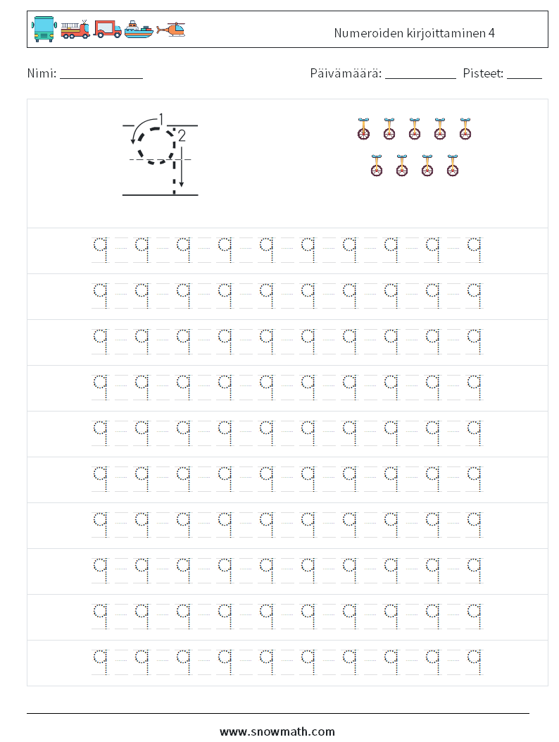 Numeroiden kirjoittaminen 4 Matematiikan laskentataulukot 13