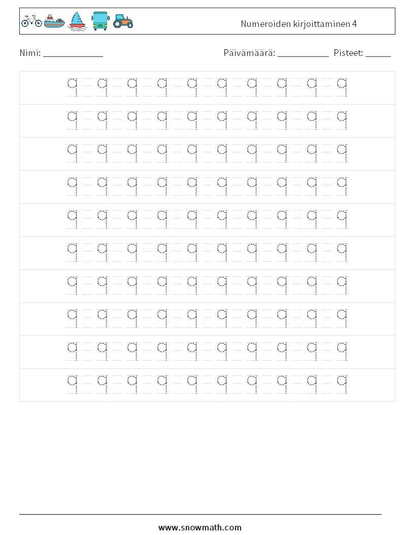 Numeroiden kirjoittaminen 4 Matematiikan laskentataulukot 14