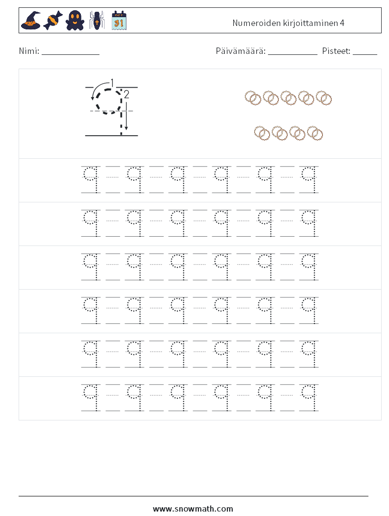 Numeroiden kirjoittaminen 4 Matematiikan laskentataulukot 17