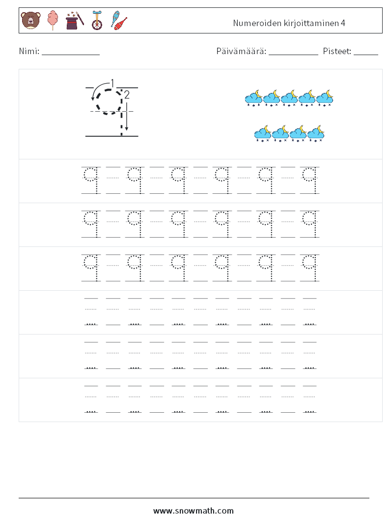 Numeroiden kirjoittaminen 4 Matematiikan laskentataulukot 19