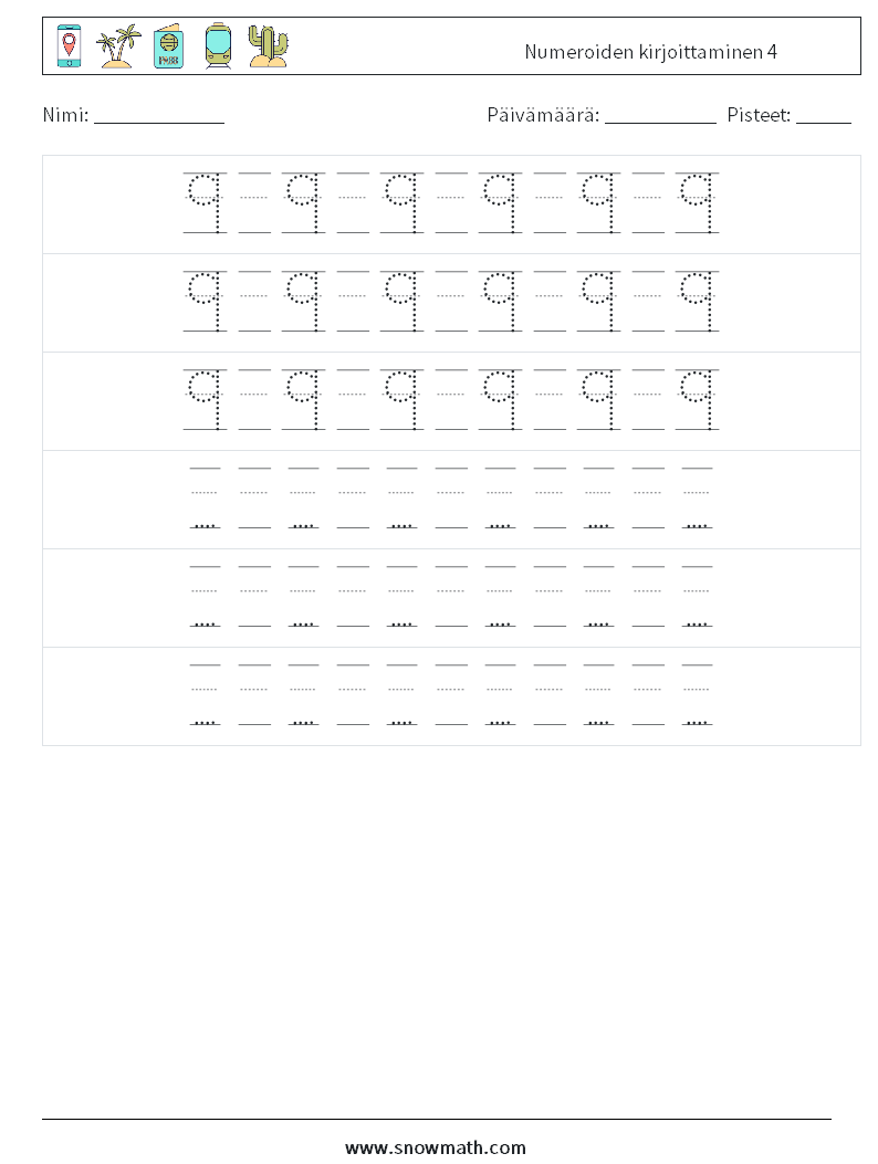 Numeroiden kirjoittaminen 4 Matematiikan laskentataulukot 20