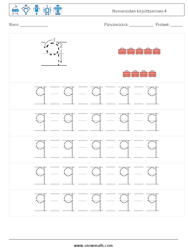 Numeroiden kirjoittaminen 4 Matematiikan laskentataulukot 21