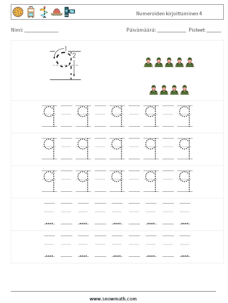 Numeroiden kirjoittaminen 4 Matematiikan laskentataulukot 23