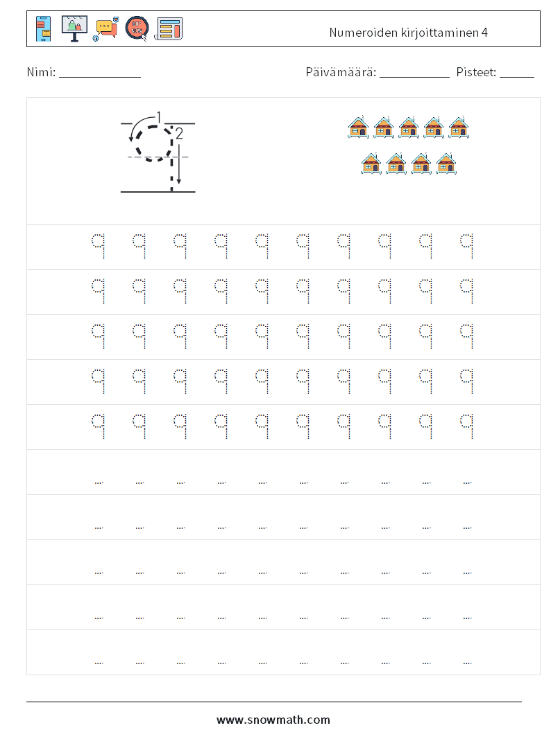 Numeroiden kirjoittaminen 4 Matematiikan laskentataulukot 3