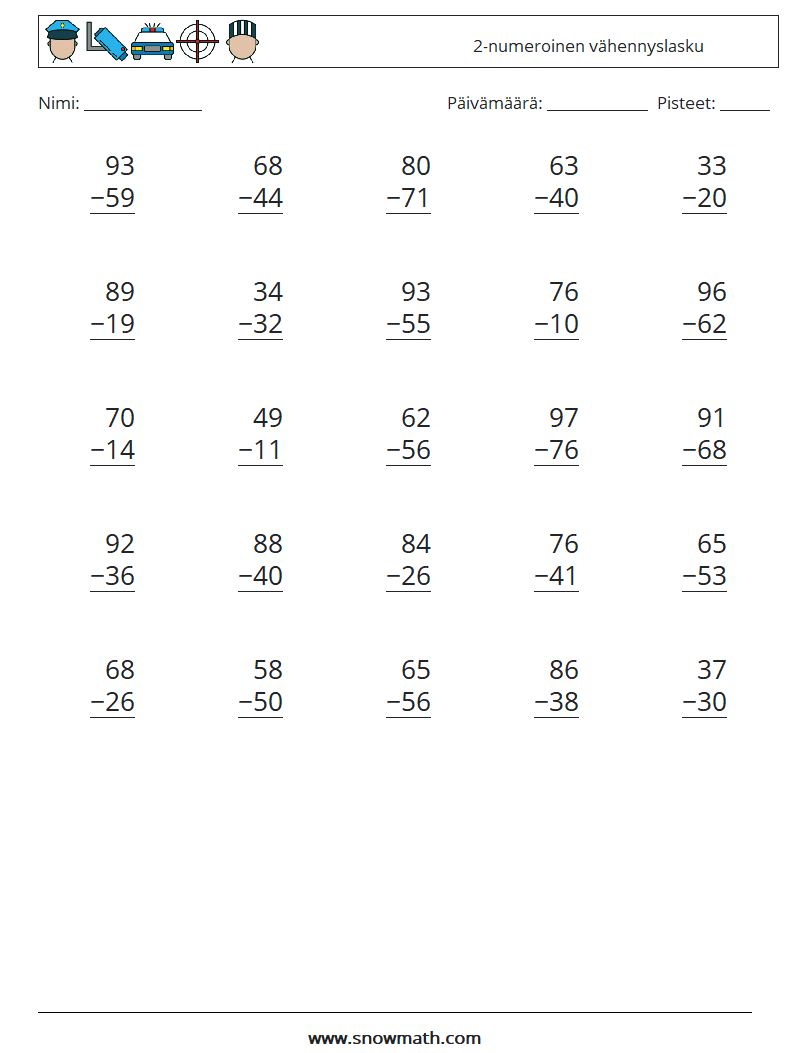 (25) 2-numeroinen vähennyslasku Matematiikan laskentataulukot 13