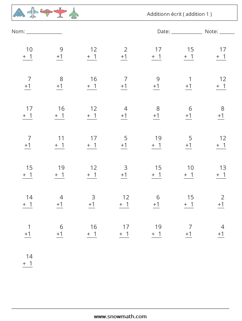 (50) Additionn écrit ( addition 1 )