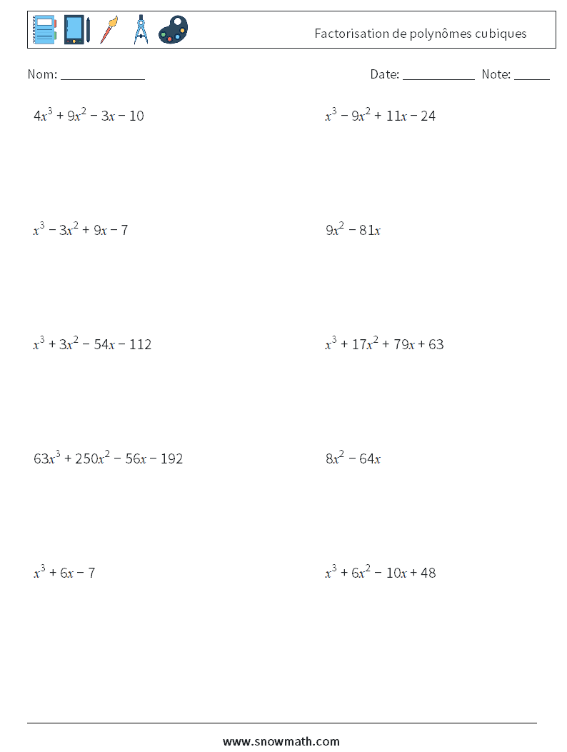 Factorisation de polynômes cubiques