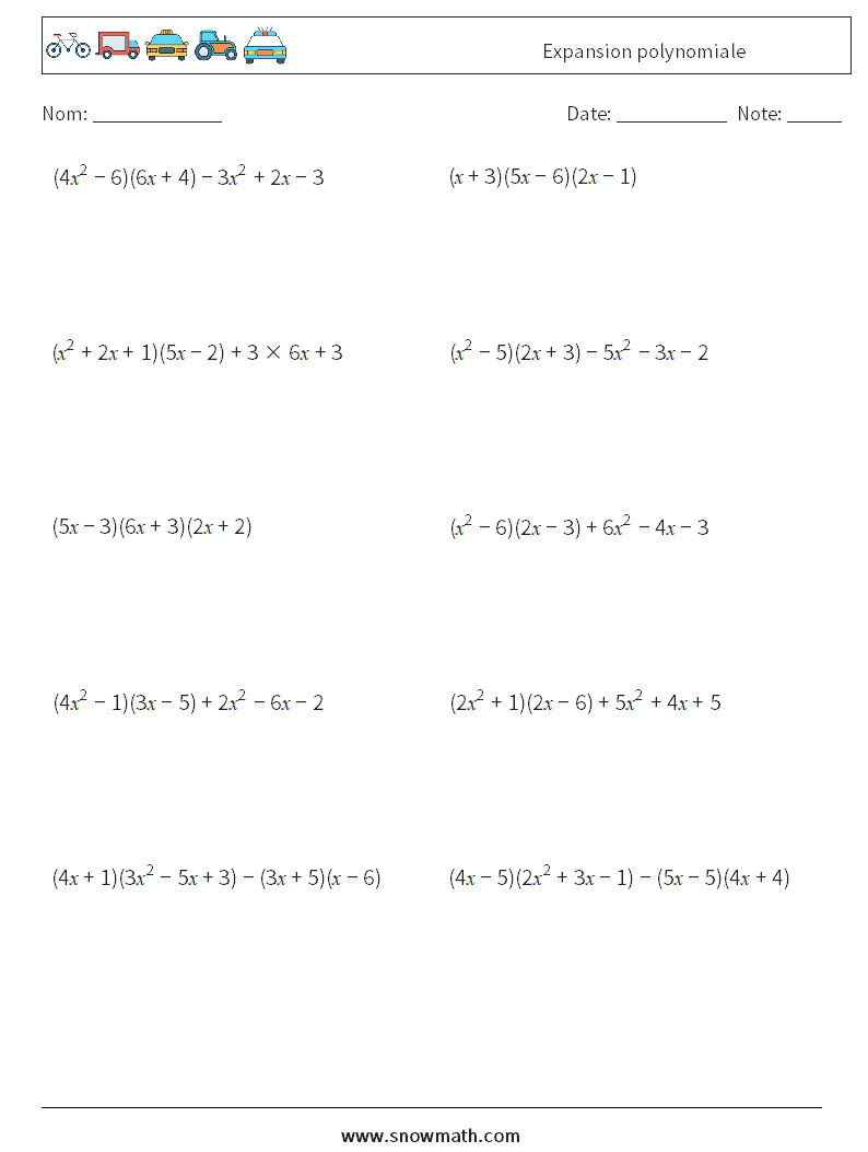 Expansion polynomiale Fiches d'Exercices de Mathématiques 1