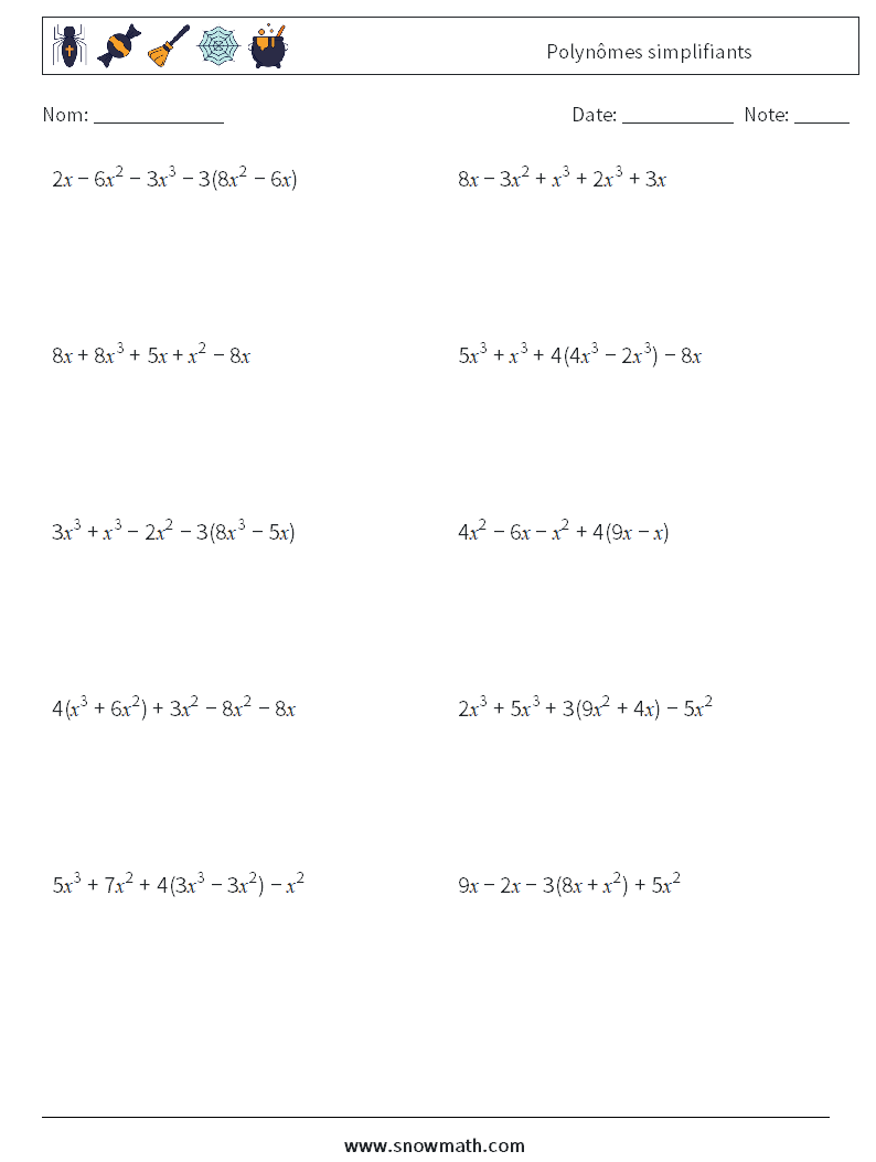Polynômes simplifiants Fiches d'Exercices de Mathématiques 3