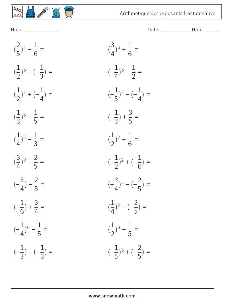Arithmétique des exposants fractionnaires Fiches d'Exercices de Mathématiques 2