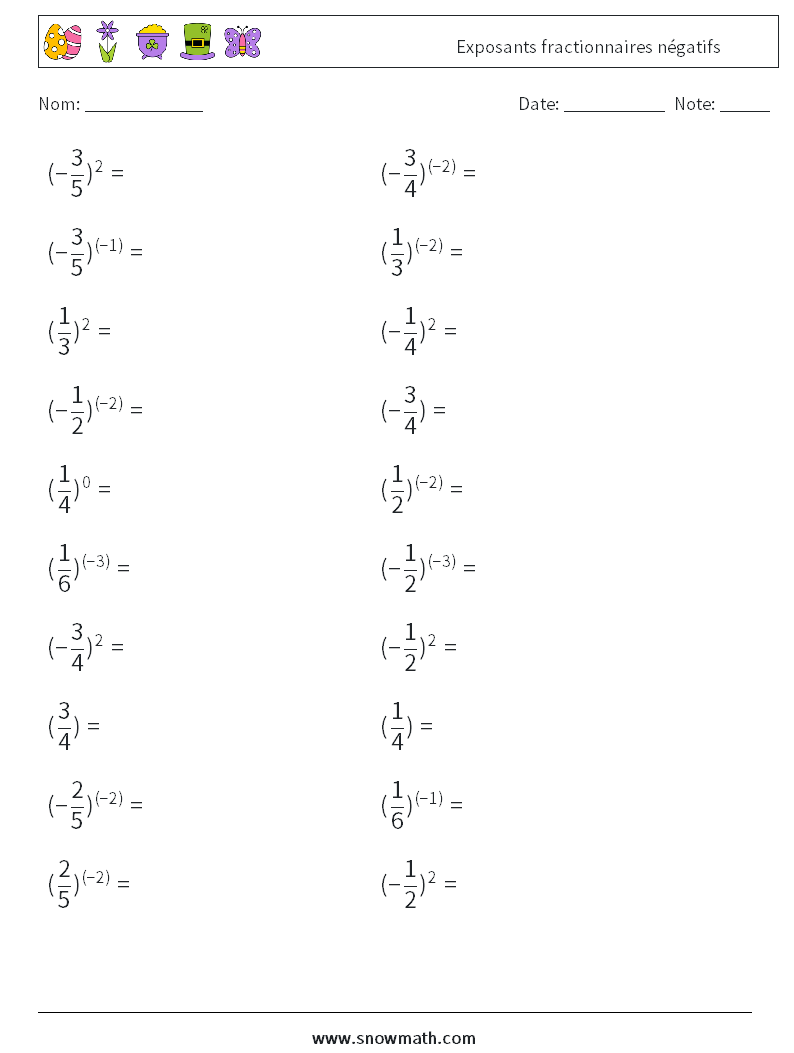 Exposants fractionnaires négatifs Fiches d'Exercices de Mathématiques 2