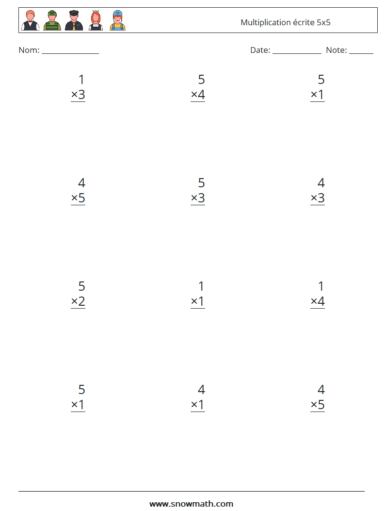 (12) Multiplication écrite 5x5