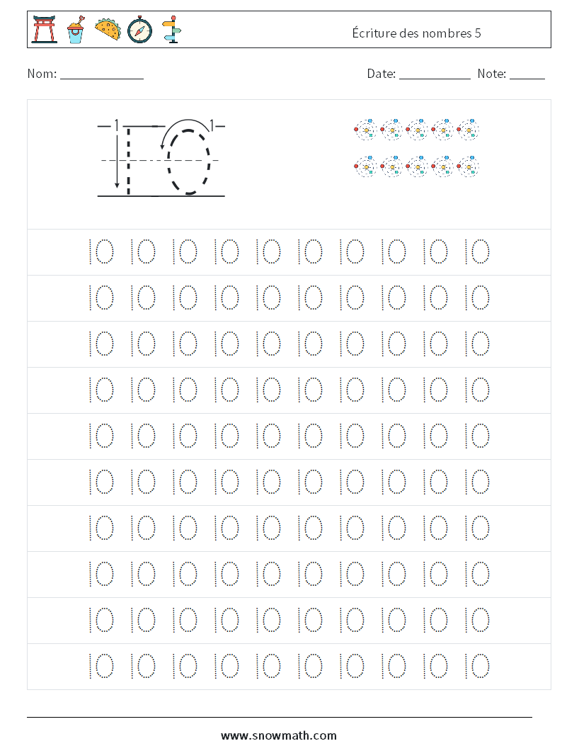 Écriture des nombres 5 Fiches d'Exercices de Mathématiques 1