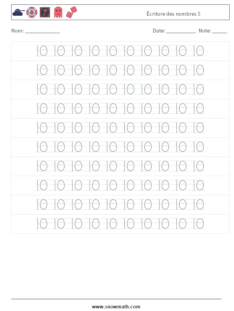 Écriture des nombres 5 Fiches d'Exercices de Mathématiques 14