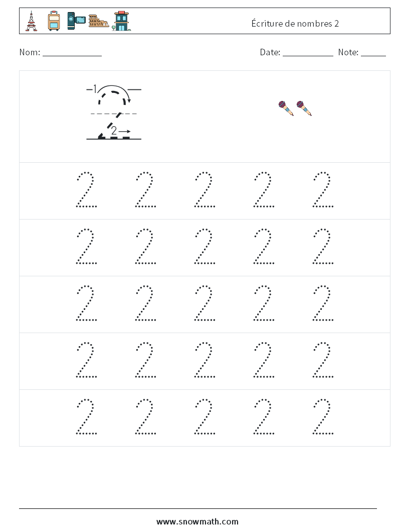 Écriture de nombres 2 Fiches d'Exercices de Mathématiques 9