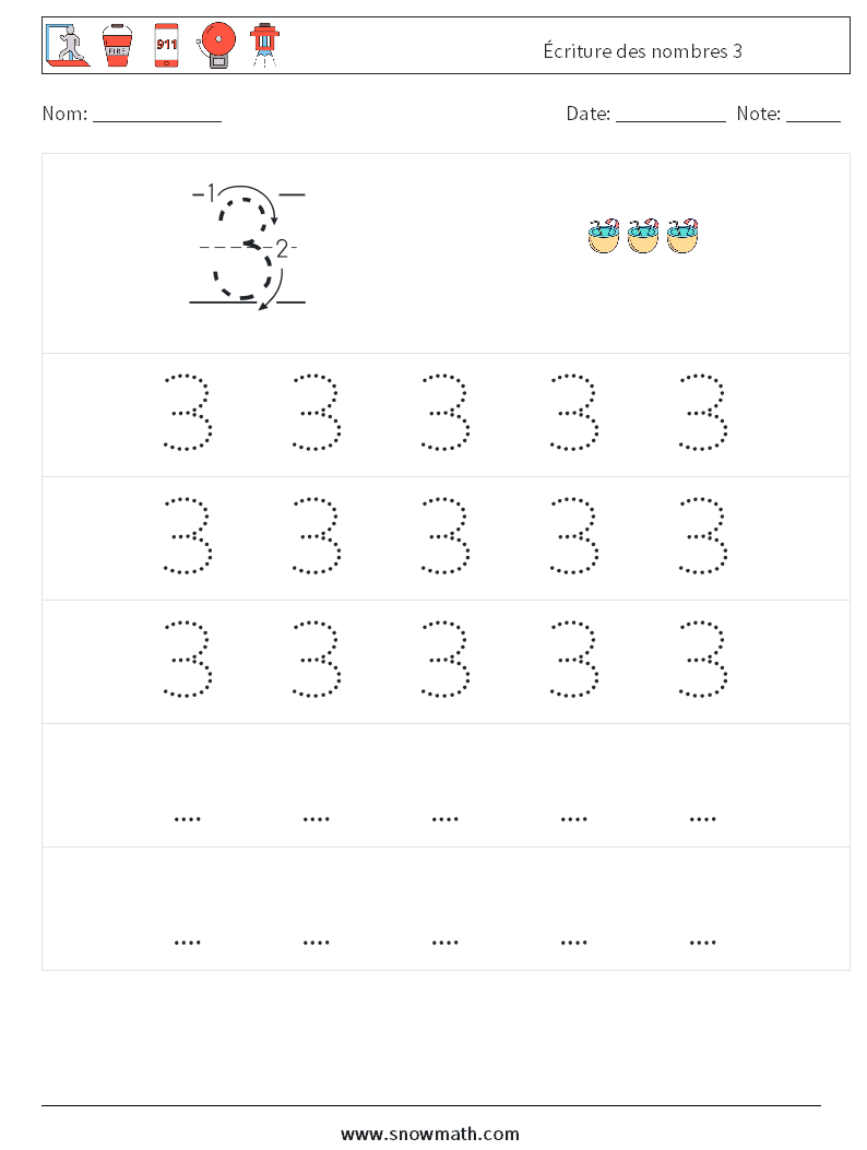 Écriture des nombres 3 Fiches d'Exercices de Mathématiques 11