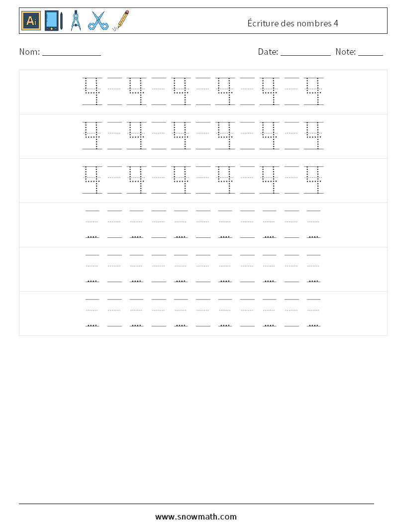 Écriture des nombres 4 Fiches d'Exercices de Mathématiques 20