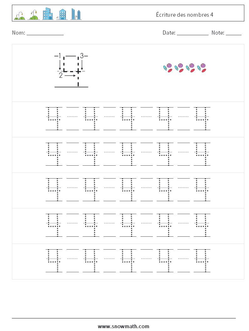 Écriture des nombres 4 Fiches d'Exercices de Mathématiques 21