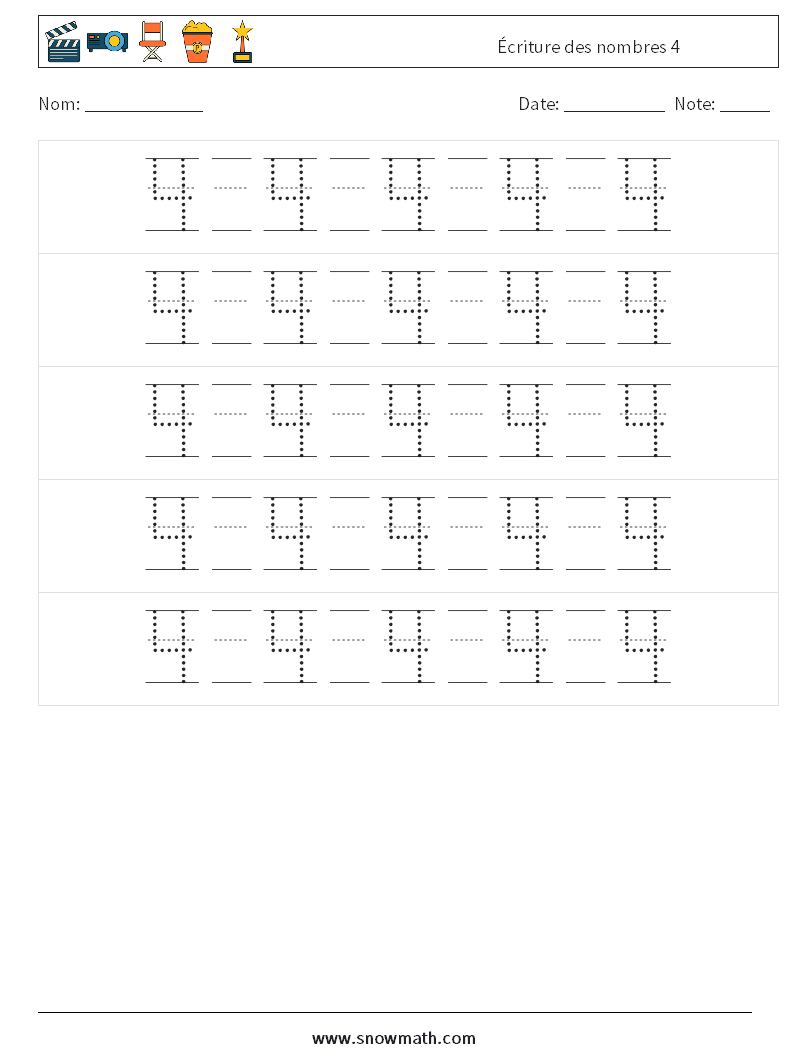 Écriture des nombres 4 Fiches d'Exercices de Mathématiques 22