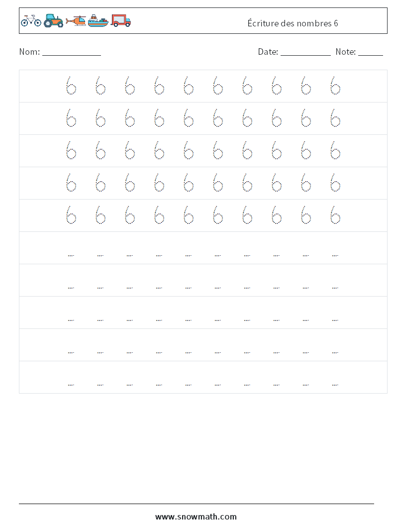 Écriture des nombres 6 Fiches d'Exercices de Mathématiques 4