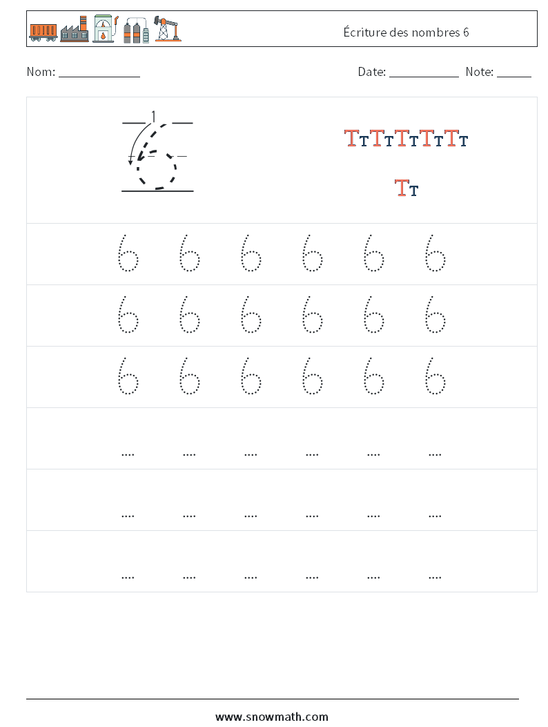 Écriture des nombres 6 Fiches d'Exercices de Mathématiques 7