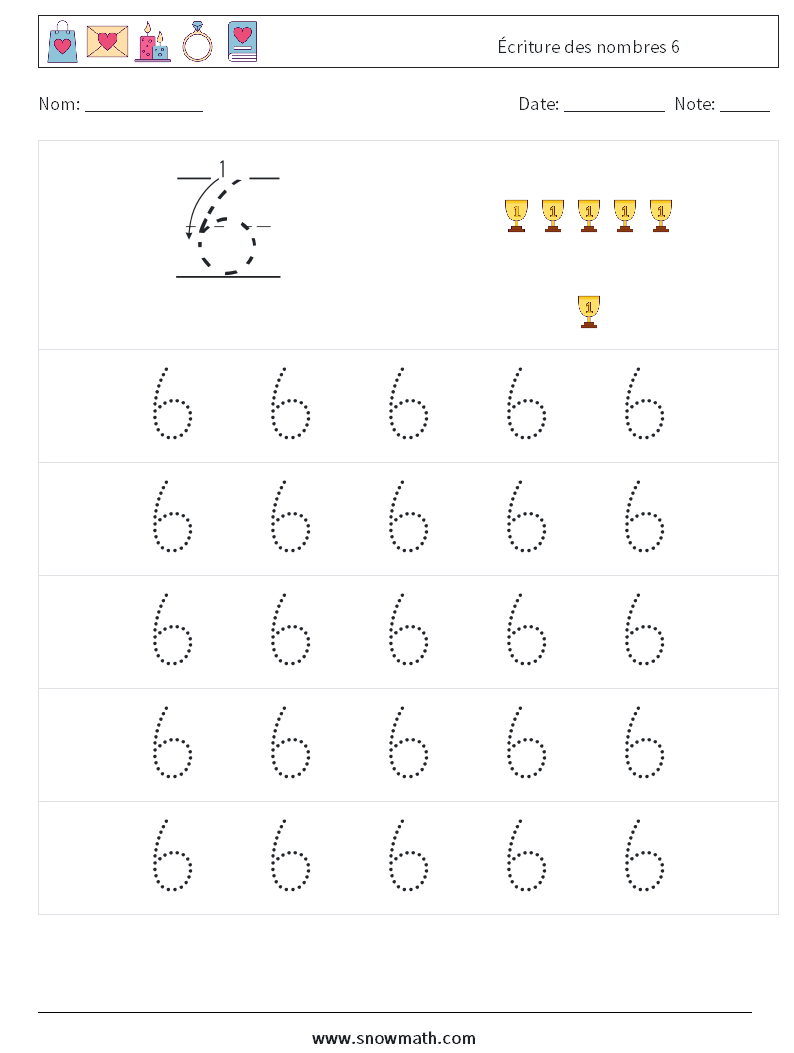 Écriture des nombres 6 Fiches d'Exercices de Mathématiques 9