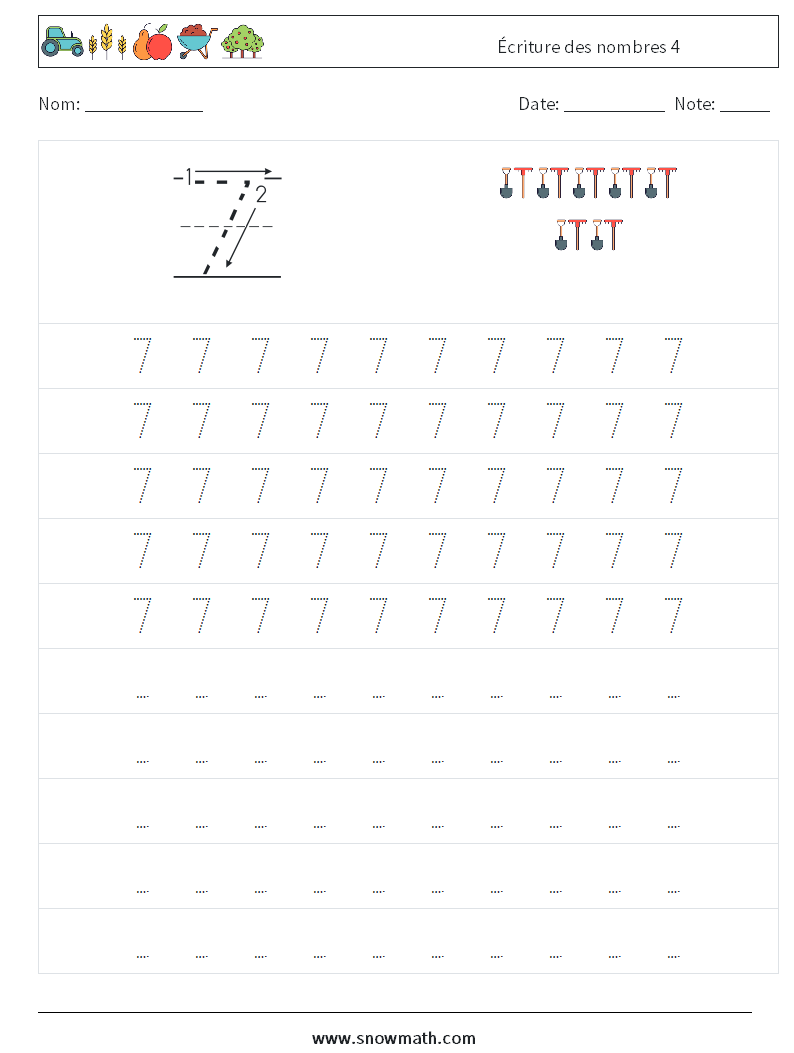 Écriture des nombres 4 Fiches d'Exercices de Mathématiques 3