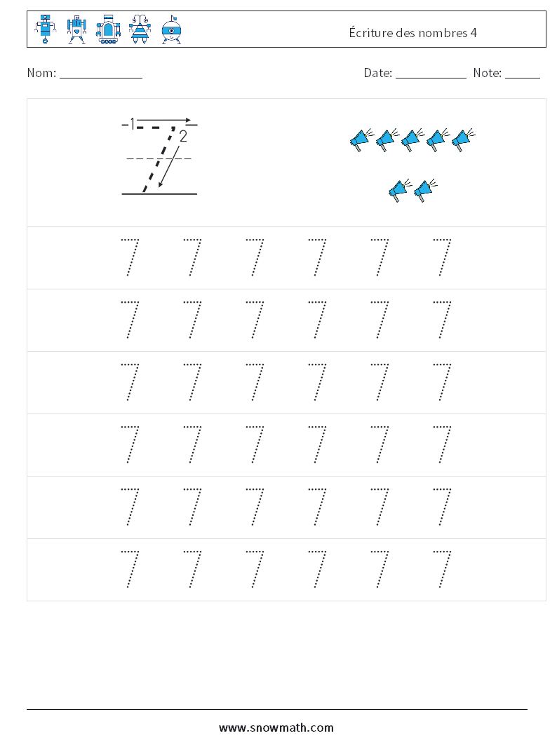 Écriture des nombres 4 Fiches d'Exercices de Mathématiques 5