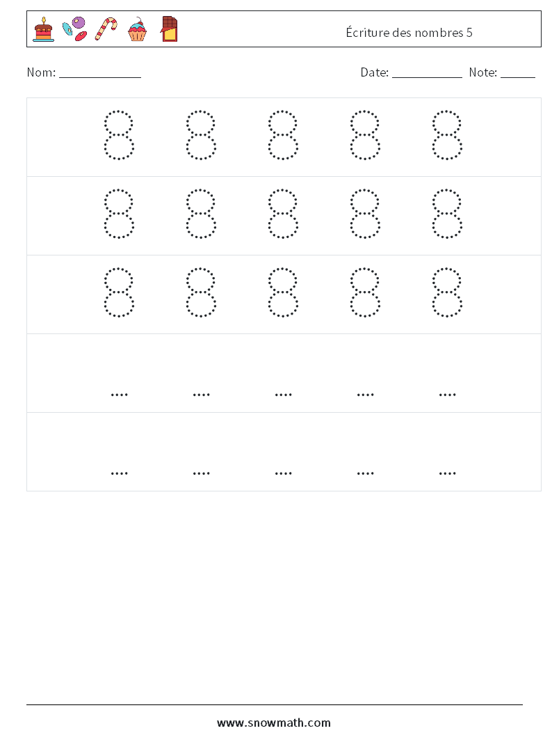 Écriture des nombres 5 Fiches d'Exercices de Mathématiques 12