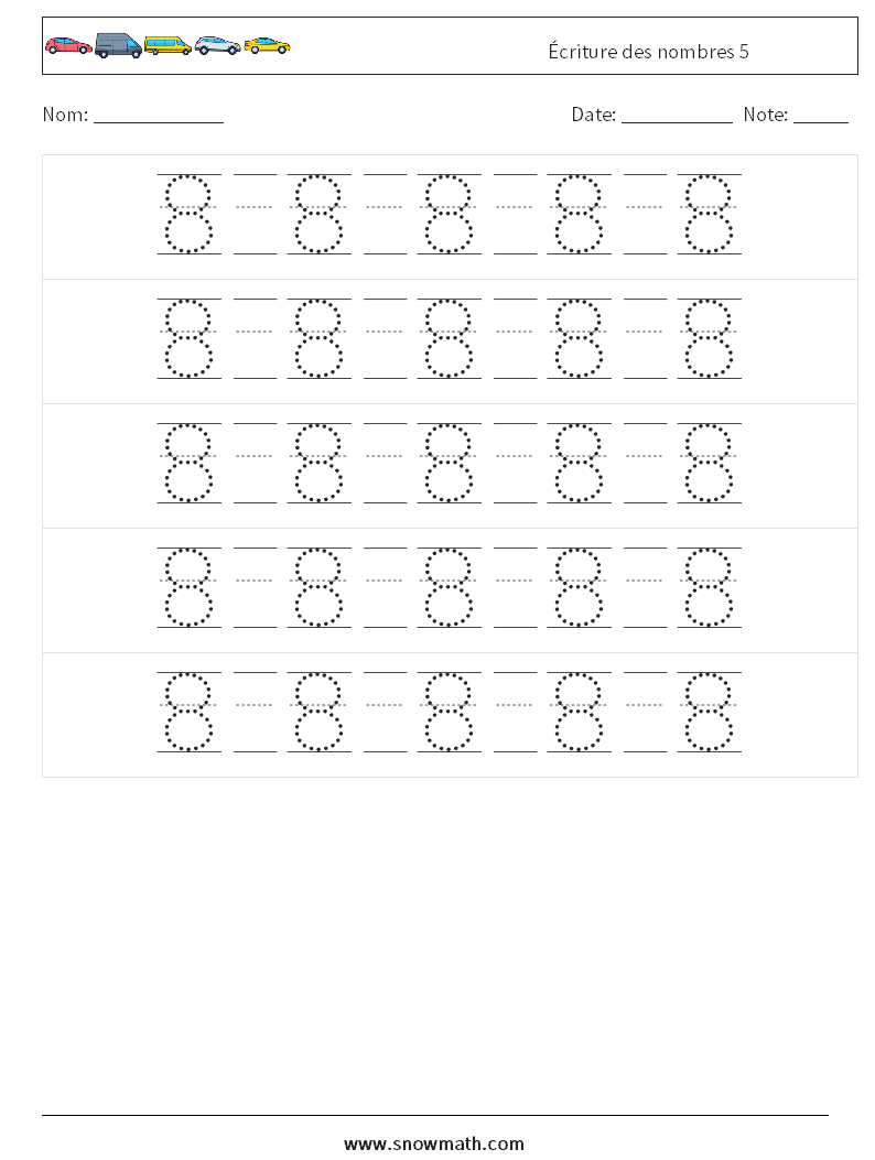 Écriture des nombres 5 Fiches d'Exercices de Mathématiques 22