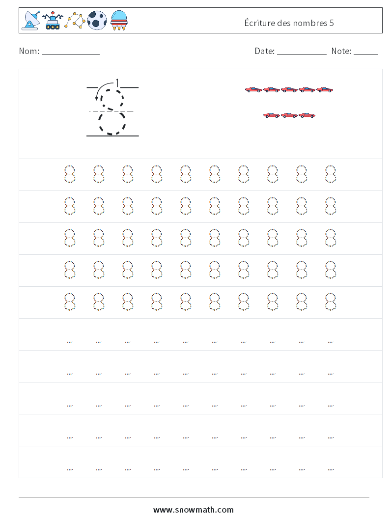 Écriture des nombres 5 Fiches d'Exercices de Mathématiques 3