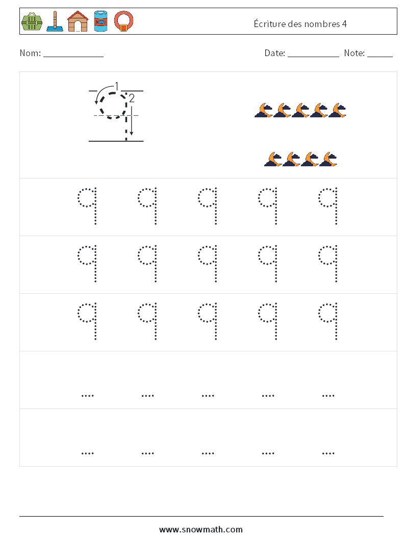 Écriture des nombres 4 Fiches d'Exercices de Mathématiques 11