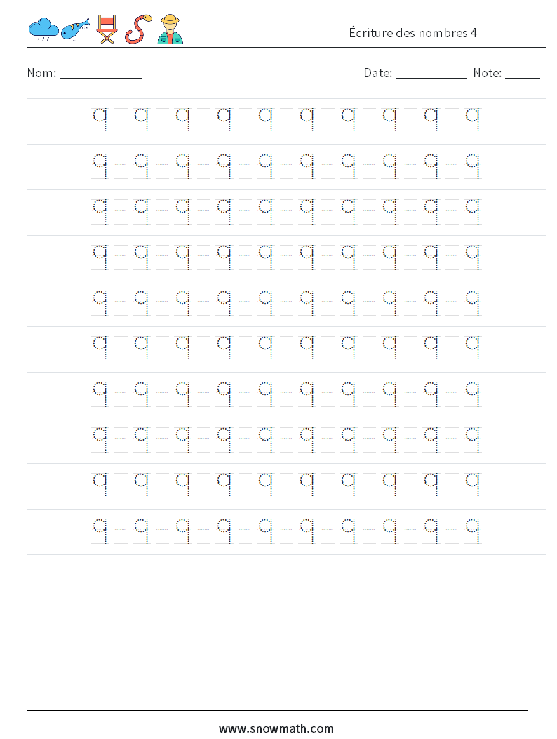 Écriture des nombres 4 Fiches d'Exercices de Mathématiques 14